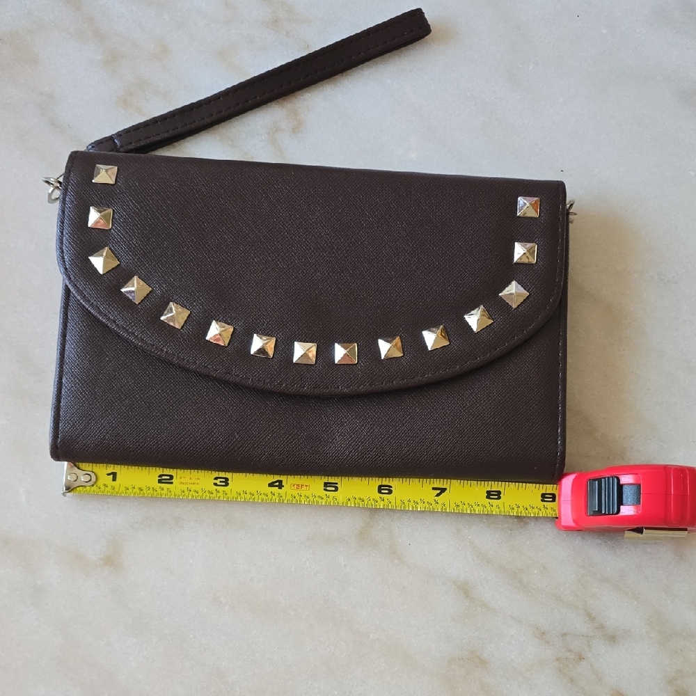 & Other Stories Chocolate Brown Studded Wristlet